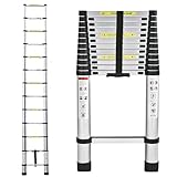 Marchepieds escamotables, échelle Télescopique, Escabeau Telescopique Pliable, Echelle Escamotable en Aluminium, Charge Max 150 kg (4,4M)