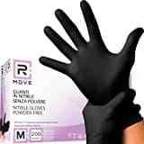 200 gants Nitrile M Noirs sans poussière, sans latex, hypoallergéniques, gants pour esthéticiennes, tatoueurs, domaines médicaux, manipulation des aliments gants jetables (Taille M)