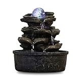 Zen'Light - Fontaine d’Intérieur Little Rock - Cascade Nature Effet Pierre avec Lumière LED Coloré - Décor de Table Zen Idéal Méditation et Détente - Objet Feng Shui Bonheur - H 23cm