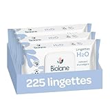 BIOLANE - Lingettes bébé à l'eau - 225 Lingettes - Lot de 3x75 - Nettoyage doux et efficace - Dès la naissance - Qualité Française