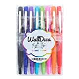 WallDeca Lot de 8 Stylos-feutres à Pointe Fine (0,5 mm) | au Tracé Ultra Précis et Sans Fuite | Feutre stylo couleur arc-en-ciel Idéale pour écrire, dessin, coloriage fin (8 stylos)