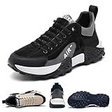 OURBUFAN Baskets orthopédiques confortables pour homme - Imperméables - Air AIP - Pour la marche, le tennis, la marche, le tennis - Chaussures de course neutres, Noir , 42 1/3 EU