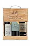 Sélection Bordeaux - Coffret cadeau vin rouge médaille d'or en caisse bois - Idéal pour offrir - Origine : Bordeaux, France (3 x 0.75 l)