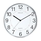 Unilux Aria Horloge Murale 30.5cm Systeme Quartz avec Double Affichage Métal Gris