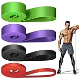 WuGU Bande Elastique Musculation (Lot de 4), 4 Niveaux de Résistance Élastique Musculation, Bandes de Résistance Élastique pour Sport, Pilates, Yoga, Musculation, Homme & Femme