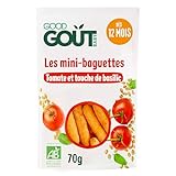 GOOD GOÛT - Mini-Baguettes Tomate Et Basilic - Biscuits Type Gressins Pour Bébé - Dès 12 Mois - Sachet Refermable - 70g - BIO