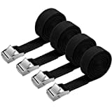 URAQT 4PCS Sangle d'Arrimage, 2M x 20mm Kit de Fixation avec Sangle de Serrage Boucle de Serrage, pour Moto, Voiture, Porte Vélo, Puissance de Traction: 500 kg/Pièce (Black)