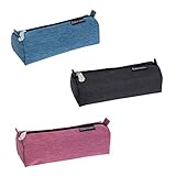 Exacompta - Réf. 52780E - 1 trousse ronde Denim 500 - fabriquée en polyester extra résistant entièrement doublé - avec un fond plat - couleurs aléatoires bleu jean, noir jean, ou rose jean