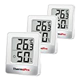 ThermoPro TP49-3 Petit Hygromètre Numérique Thermomètre Intérieur Thermomètre D'ambiance Moniteur de Température et Humidimètre pour Le Confort du Bureau à Domicile Thermomètre de Reptile, 3 Pièces