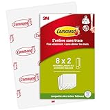 Command Languettes Accroches Tableaux Moyen Modèle, 8 x 2 Languettes, 5,4 kg, Blanc - Fixation sans Dommage