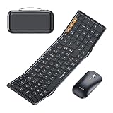 ProtoArc Clavier Souris sans Fil Pliable, XKM01 Clavier Bluetooth AZERTY pour Affaires et Voyages, 2.4G + Dual Bluetooth Pleine-Taille Clavier iPad Portable pour Telephone Tablette