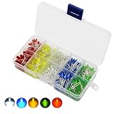 AQSQWQ 200 Pièces Diodes Led, 5mm Lumière émettant, Lumière à Diode électroluminescente Ronde Basse Tension Lumières Emettant Couleur Assortie Vert/Rouge/Bleu/Jaune/Blanc