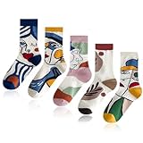 5 paires Chaussettes, Chaussettes pour femmes, chaussettes fantaisie, absorbent la transpiration et ne bloquent pas les pieds, peuvent être portées en toutes saisons(36-42)