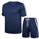 Nieery Ensemble de jogging homme t-shirt et short de sport maillot de sport pour hommes ensemble de vêtements de sport maillot d'entraînement fitness streetwear t-shirt de football short