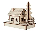 Rayher 46299000 Kit en bois Petite maison – 30 Pièces, FSC 100% – Nature, Naturel