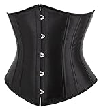 SZIVYSHI Femme Satin Serre Taille Lingerie Gothique Corset Véritable sous Poitrine Bustier Shapewear Top, noir, taille M