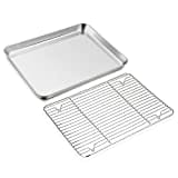 Joyfair grande Plaque de cuisson en acier inoxydable avec grille de refroidissement et à gâteau, 40 x 30 x 2,5 cm, pour rôti/refroidissement