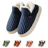 Chaussons Femme Hiver, Chausson Chaud Femme, Antidérapantes et Confortables en Peluche forme de pantoufles d'hiver et pelucheuses pour la maison (40/41 EU, Bleu)