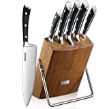 D.Perlla Couteaux de Cuisine, 6 Pièces Set Couteau Cuisine en Allemagne Acier Inoxydable, Ensemble de Couteaux Professionnels, Bloc de Bois, Super Aiguisé