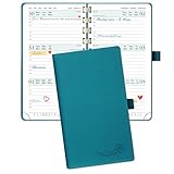 POPRUN Agenda de Poche 2025 16,5 x 9 cm - Couverture Souple en PU Cuir Spirale, Petit Planner Semainier D'Jan 2025 à Déc 2025-12 Mois, Fente Pour Carte, Papier Certifié FSC® 80 g/m², Pacifique vert