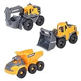 Dickie - Volvo Set Construction - 3 Véhicules de Chantier 16cm - Pelleteuse, Camion Benne, Chargeur - Jouet pour Enfants dès 3 Ans - 203722015