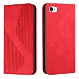 Mo-Somnus Coque pour iPhone SE 2020/iPhone 8/iPhone 7 (4,7 Pouces), Etui PU Cuir Portefeuille Housse et Magnétique Flip Pochette Étui à Rabat Protection Case avec Antichoc TPU Housse (Rouge)