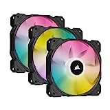 Corsair iCUE SP120 RGB ELITE Performance 120 mm Kit de Trois Ventilateurs avec Lighting Node CORE (Technologie CORSAIR AirGuide, Huit LED Paramétrables, Silencieux niveau sonore 18 dBA) Noir