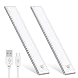 OUILA Lampe de Placard, Eclairage Led Rechargeable Interieur Placard,Sans Fi,Dimmable Lampe Led Detecteur Mouvement,Lumière Led pour Armoire Placard Escalier Cuisine (20.5 CM-2 Pièce, 6000K)