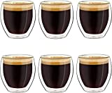 Creano Verres à expresso à double paroi, lot de 6 100 ml, tasses à moka, verres thermiques à effet flottant