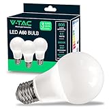 V-TAC 3x Ampoules LED E27 8,5W (équivalent 60W) A60-806 Lumen - 6500K Blanc Froid - Ouverture du faisceau lumineux 200° - Ampoule Led Efficacité Maximale et Économie d'Énergie - (Lot de 3)