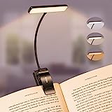 Gritin Lampe de Lecture 19 LED, Liseuse Clip Rechargeable, Protection des Yeux, Gradation en Continu & 3 Couleurs (Ambre/Blanc/Mixte), 360° Cou Flexible, Longue Durée, Portable pour Lire au Lit