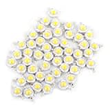 50Pcs Puce LED Haute Puissance, Intensité Super Lumineuse SMD COB Composants De Diode Émetteur De Lumière 1W Éclairage DIY pour Projecteur (Blanc Chaud)