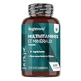 Multivitamines et Minéraux - 400 Comprimés Vegan (+1An) Menthe Poivrée - 27 Nutriments Essentiels Vitamines A B C D E K Calcium Magnesium Zinc Fer Iode Potassium - Immunité, Fatigue, Cheveux, Peau