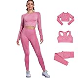 DONYKARRY Ensemble De Vêtements De Sport Sans Couture Pour Femme, Pantalon à Manches Longues, Pantalon De Yoga, Entraînement Sportif, Haut Court Avec Trou Pour Le Pouce