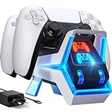 Fenolical Station de Charge pour Manette PS5, Adaptateur AC de Charge Rapide 5V/3A, Accessoires de Station de Charge Double Playstation5 de Style Chien électronique,Touchez pour éteindre la lumière