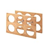 axentia Casier à Vin, Support à Bouteilles en Bambou pour 6 Bouteilles avec Tiges en Acier Inoxydable à Visser, env. 35 x 24 x 17,5 cm, Bois/Argenté