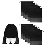 Pumuky 10 Pièce Sac à Chaussures de Voyage,Grands Housses de Chaussures,32 X 44cm Sacs à Chaussures Anti-poussière avec Fenêtre Transparente pour la Vie Quotidienne et Les Voyages(Noir)