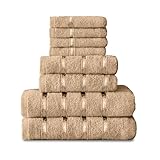 Gaveno Cavailia Luxueux Lot de 8 Boston Serviette Bale Ensemble, 100% Coton, Naturel, 8Pc Bale Set