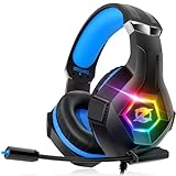 Ozeino Casque Gaming pour PS5 PS4 Xbox One PC Switch, Casque Gamer PS5 avec Micro, Stéréo Sound et RGB Light