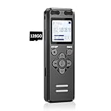 128GB Enregistreur Vocal Dictaphones Numériques, Tonnlog 1536kbps Activé par la Voix Enregistreur Audio avec Lecture pour Réunion Conférence Entretien, Charge USB-C Dictaphone à Une Touche