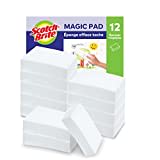 Scotch-Brite Éponge Magique en Melamine de Nettoyage, 12 par lot - Gomme Magique Pour Éliminer les Taches et les Saletés Tenaces sans Produits Chimiques, Blanc - Efface Tache