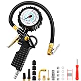 BURNNOVE Numérique Manomètre Pression Pneu Jauges de Pression des Pneus 220PSI Multifonctionnelle Pistolet de Gonflage Manometre avec 20 Accessoires Buses Divers et Outils pour Voitures Motos Vélos