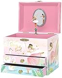 Boîte à Bijoux Musicale Ballerine pour Filles - Boîte à Musique Danse pour Enfants avec Miroir, Cadeaux d'Anniversaire pour Petites Filles, Boîtes à Bijoux, 17,1 x 13,3 x 15,2 cm - 3-10 ans, Rose