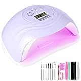 Lampe UV LED Sèche Ongles,168W Portable, Séchoirs, Séchage Rapide 4 Minuterie,avec Capteur Automatique et LCD Ecran Pour Toutes Les Gels Violet