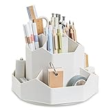 Newpop Organisateur de Bureau, Pot a Crayon Rotatif à 360 Degrés, Organiseur Bureau avec 9 Compartiments, Pot à Crayon, Porte Crayons Bureau, Rangement Stylo, Pour Papeterie, Maquillage, L'artisanat