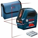 Bosch Professional laser lignes GLL 2-10 (laser rouge, portée : jusqu’à 10 m, 3 piles AA, housse)