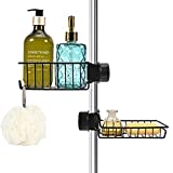 Porte Savon Sans Perçage, 2x Porte Shampoing Inox, Serviteur De Douche, Etagere, Noir, Porte Savon Barre Douche à Suspendre, Support Savon Gel Pour Tringle 18-27mm