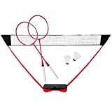 Donnay Ensemble de Badminton - 2 Personnes - Raquettes de Badminton - Shuttles - Filet de Badminton - Mallette de Voyage Inclus - Rouge/Noir