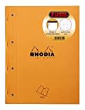 RHODIA 118315C - Lot de 3 Bloc-Notes Agrafés Coté Side Orange - A4 - Grands Carreaux Seyès - 80 Feuilles Détachables Perforation 4 Trous, Papier Clairefontaine Blanc 80 g/m²