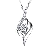 Mecool Collier Pendentif en Argent Sterling S925 Pendentif zircone cubique - Blanc